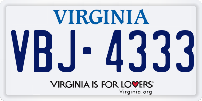VA license plate VBJ4333