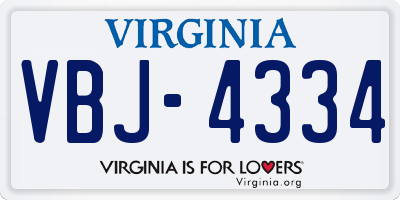 VA license plate VBJ4334