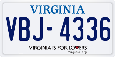VA license plate VBJ4336
