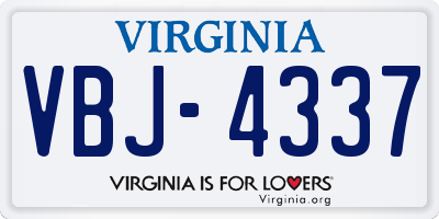 VA license plate VBJ4337