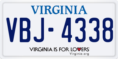 VA license plate VBJ4338