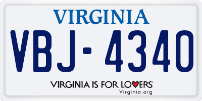 VA license plate VBJ4340