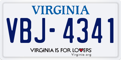VA license plate VBJ4341