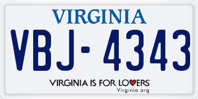 VA license plate VBJ4343