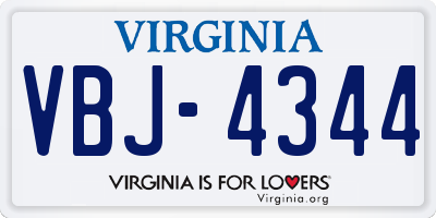 VA license plate VBJ4344