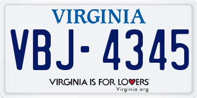 VA license plate VBJ4345