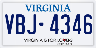 VA license plate VBJ4346