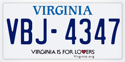 VA license plate VBJ4347