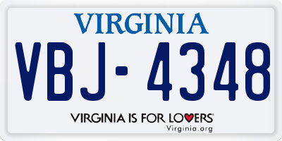 VA license plate VBJ4348