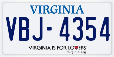 VA license plate VBJ4354