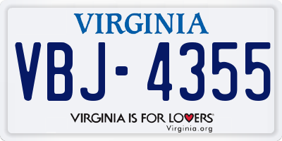 VA license plate VBJ4355