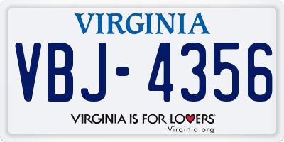 VA license plate VBJ4356