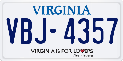 VA license plate VBJ4357