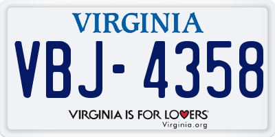 VA license plate VBJ4358