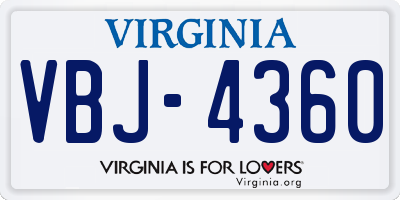 VA license plate VBJ4360