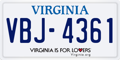 VA license plate VBJ4361