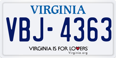 VA license plate VBJ4363