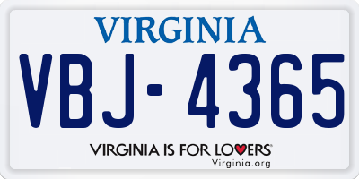 VA license plate VBJ4365
