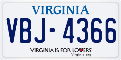 VA license plate VBJ4366