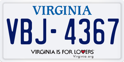 VA license plate VBJ4367