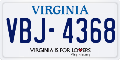 VA license plate VBJ4368