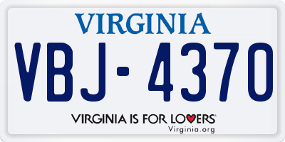 VA license plate VBJ4370
