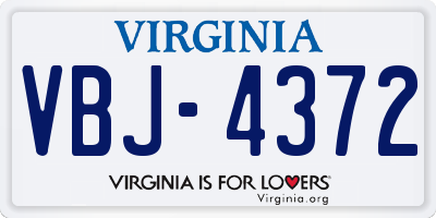 VA license plate VBJ4372