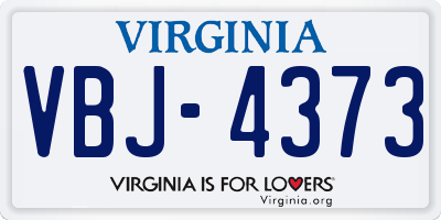 VA license plate VBJ4373