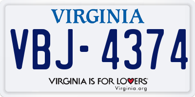 VA license plate VBJ4374