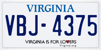 VA license plate VBJ4375