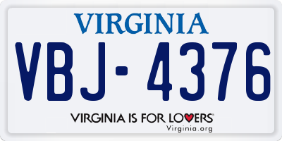 VA license plate VBJ4376