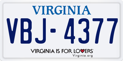 VA license plate VBJ4377