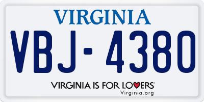 VA license plate VBJ4380