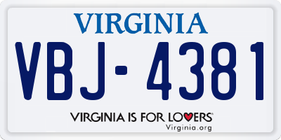 VA license plate VBJ4381