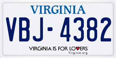 VA license plate VBJ4382