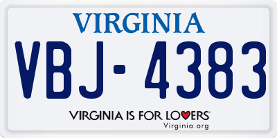 VA license plate VBJ4383