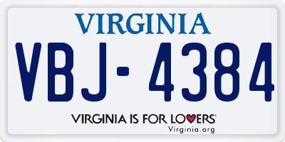 VA license plate VBJ4384