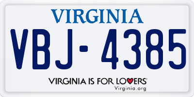 VA license plate VBJ4385