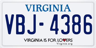 VA license plate VBJ4386