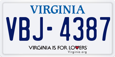VA license plate VBJ4387