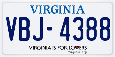 VA license plate VBJ4388