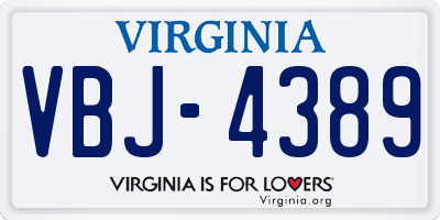 VA license plate VBJ4389