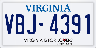 VA license plate VBJ4391