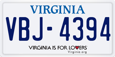 VA license plate VBJ4394