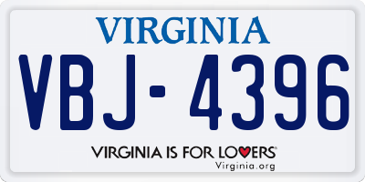VA license plate VBJ4396