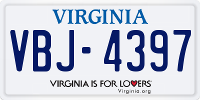 VA license plate VBJ4397