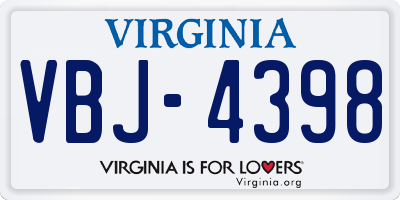 VA license plate VBJ4398