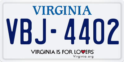 VA license plate VBJ4402