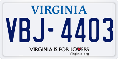 VA license plate VBJ4403