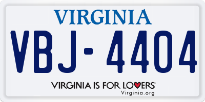 VA license plate VBJ4404